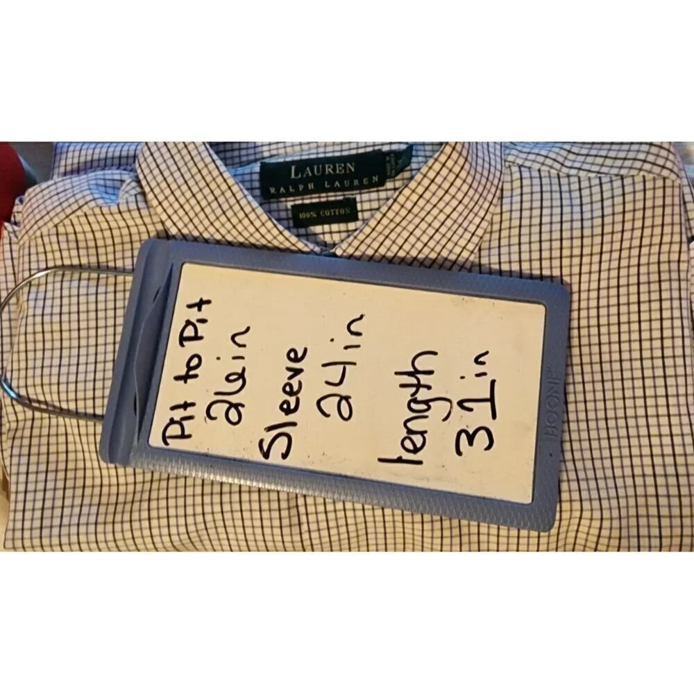 Polo Ralph Lauren Men’s 16.5 32/33 Light Blue Gray White Check Long Sleeve Shirt